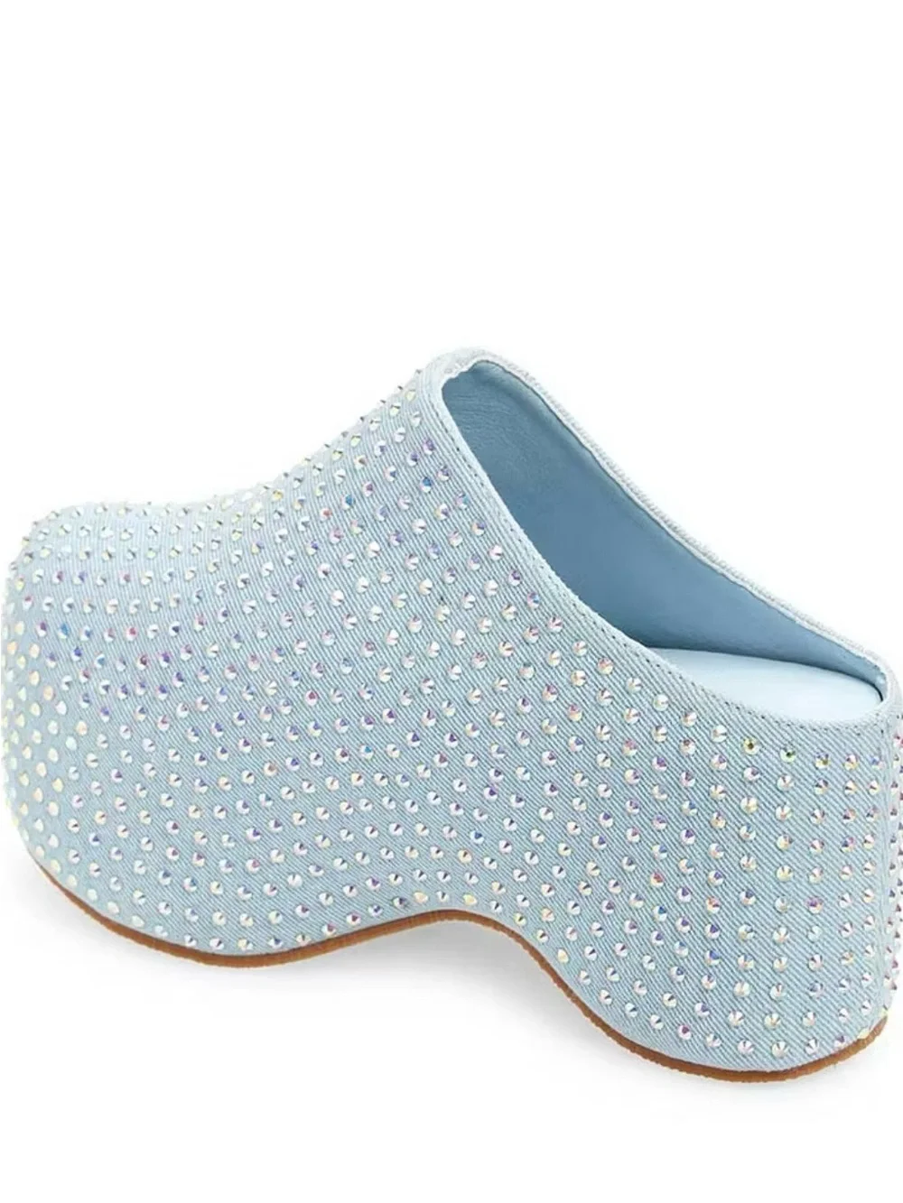 Sky Blue Rhinestone Platform Clog - Women
